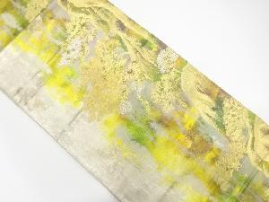 霞に岩・樹木模様織出し袋帯